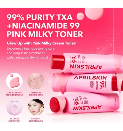 Aprilskin - TXA+Niacinamide 99 Pink Milky Toner