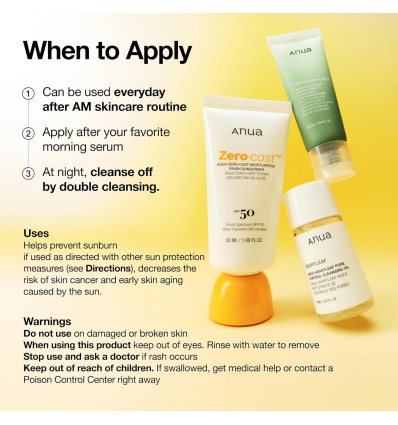Anua - Zero-Cast Sunscreen SPF50
