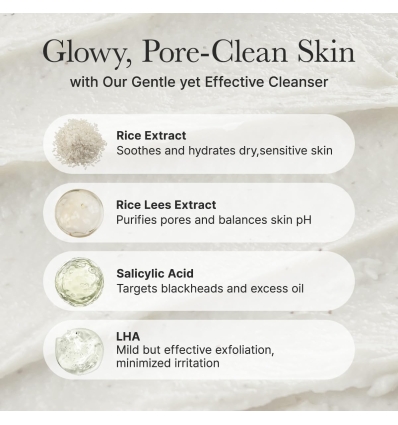Arencia - Rice + LHA Pore Control Rice Cake Cleanser
